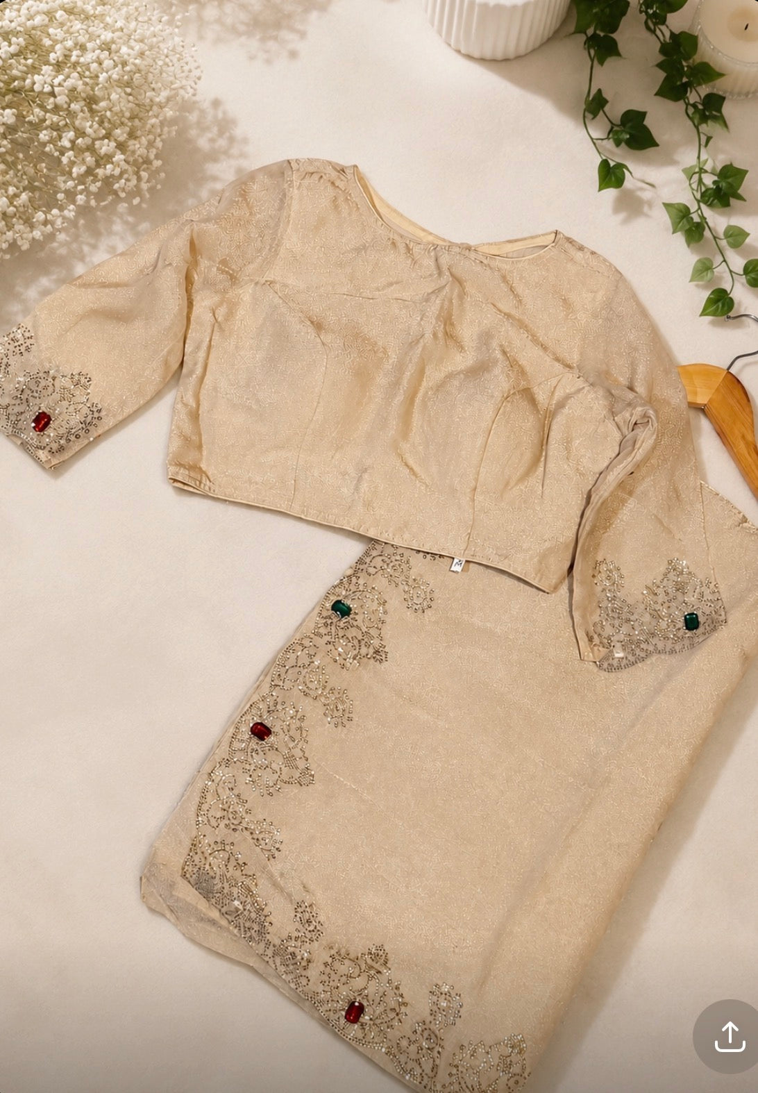 Fendy silk saree with Swarovski work border