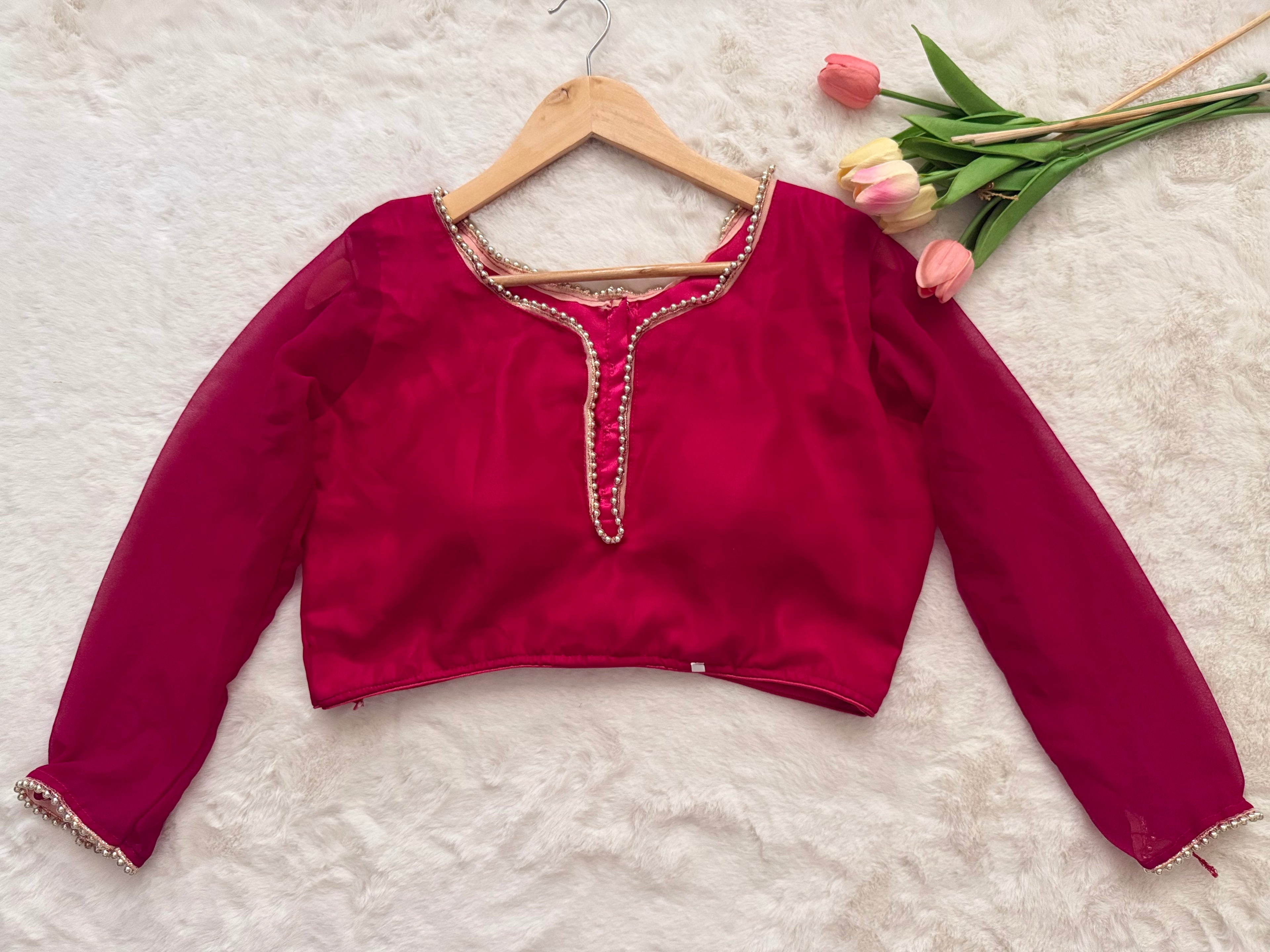 Rani pink deep v neck blouse