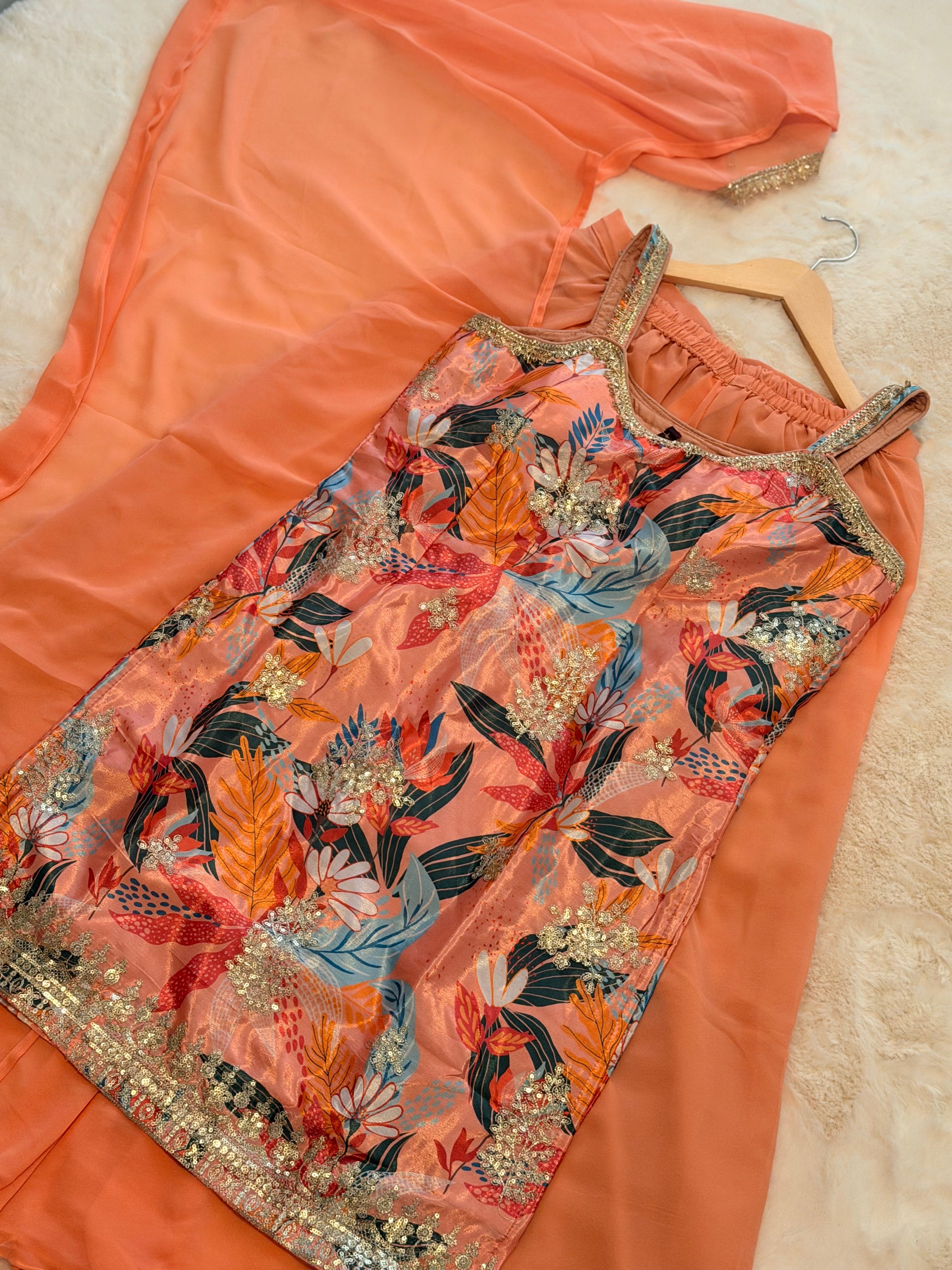 Sleeveless kurtha set