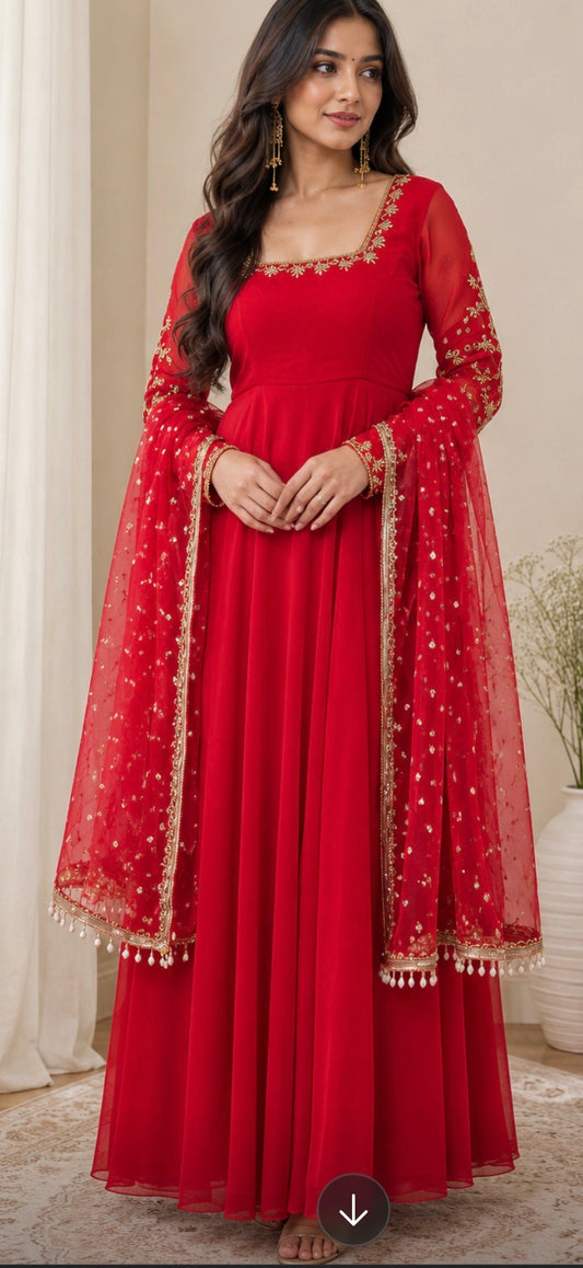 Heavy handwork anarkali set