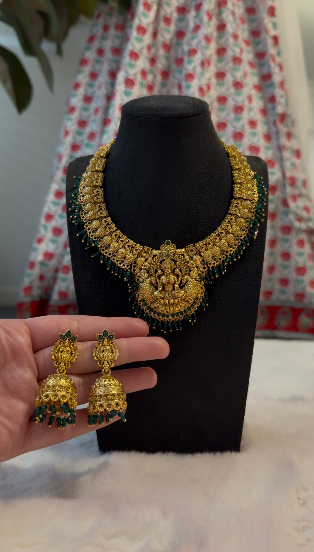 Brass temple jewellery set
