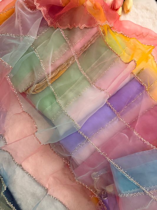 Multicolor handwork saree