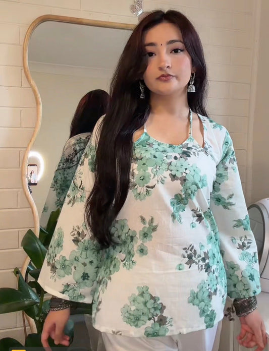 2 in 1 halter neck kurthi