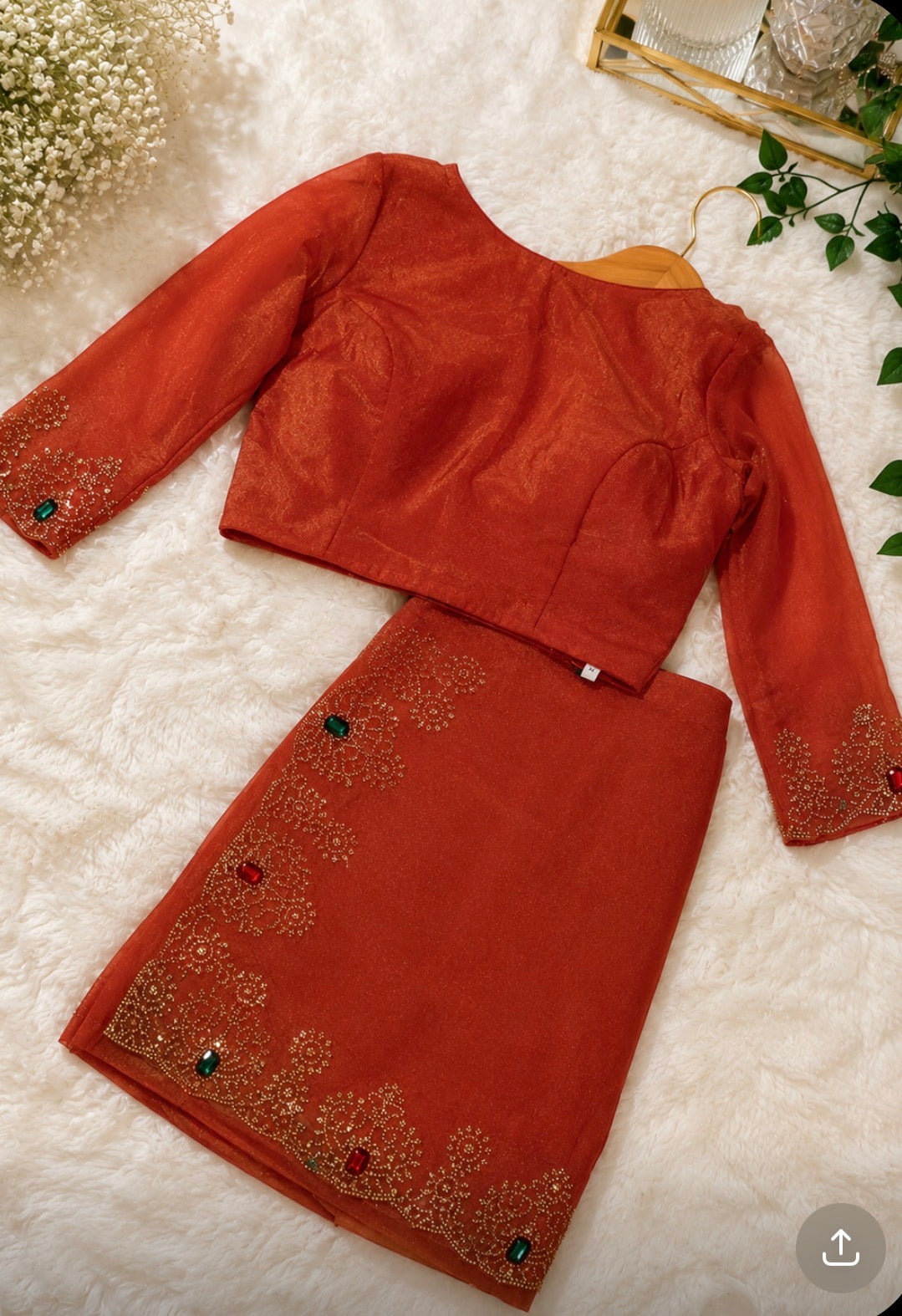 Fendy silk saree with Swarovski work border