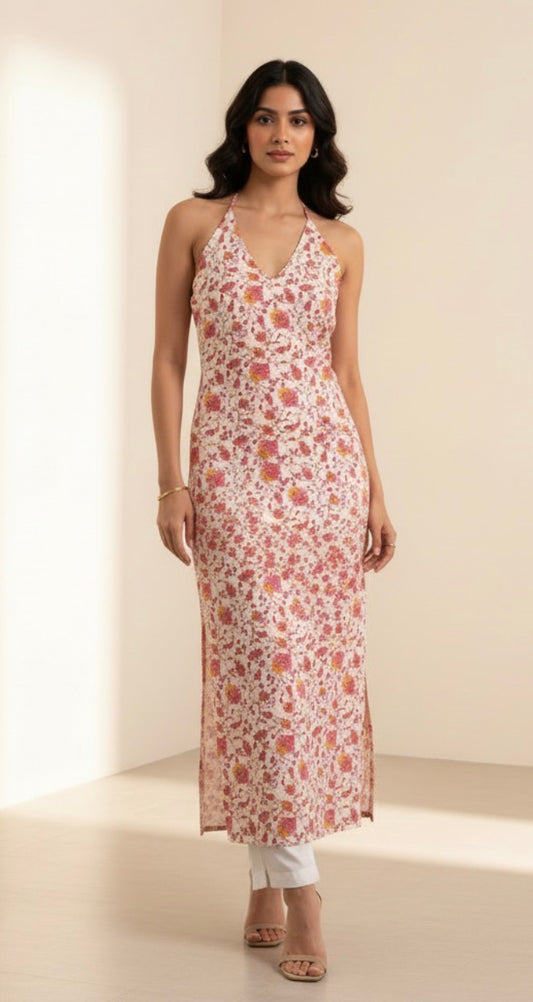 Long halter neck kurthi