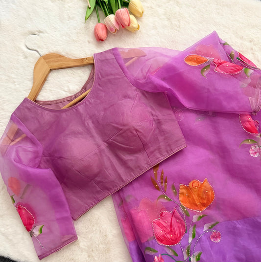 Glass tissue saree set