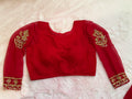 Red moon neck blouse handwork