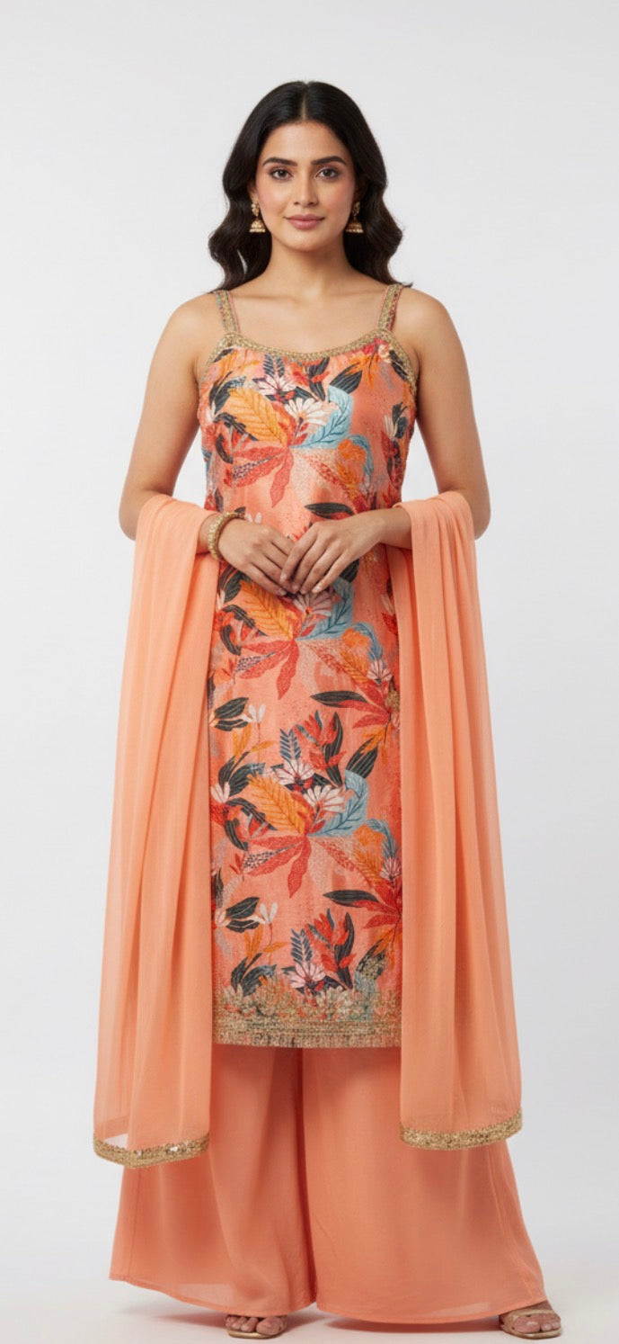 Sleeveless kurtha set