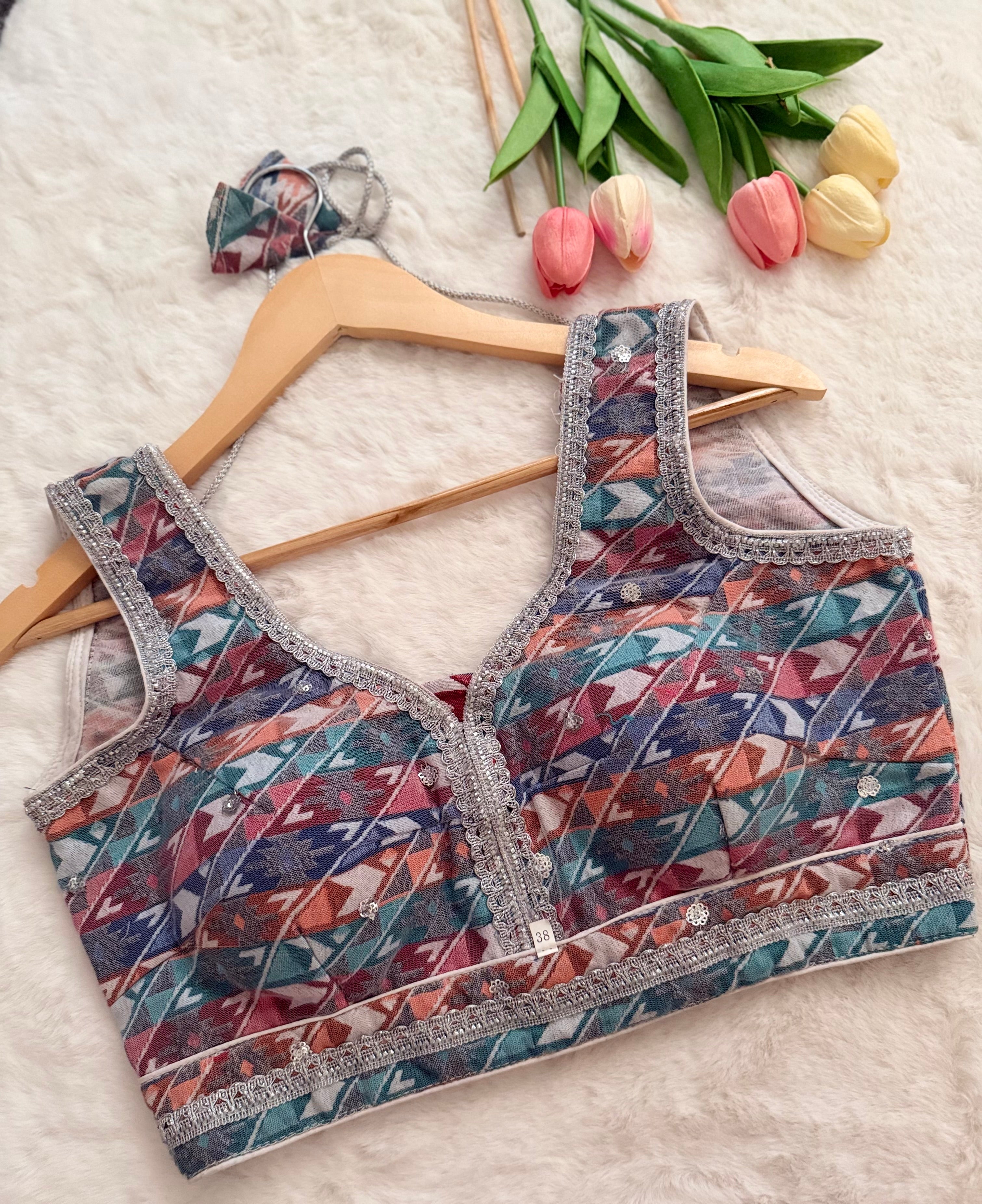 Sleeveless Dhaka blouse