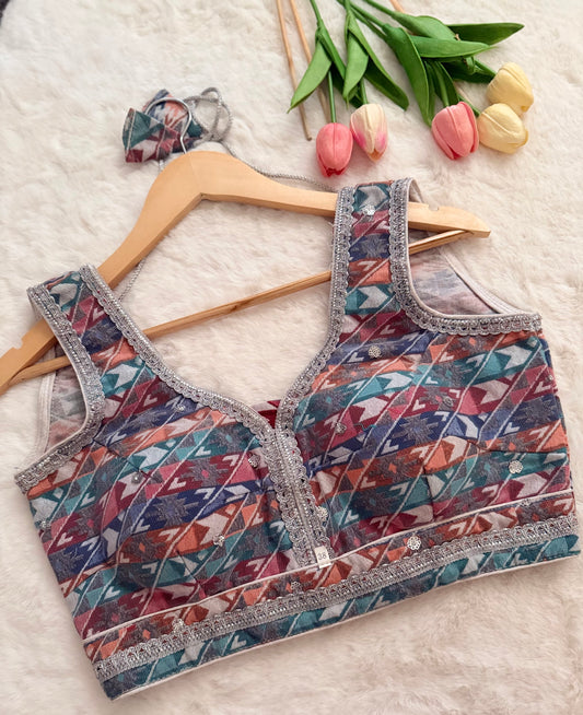 Sleeveless Dhaka blouse