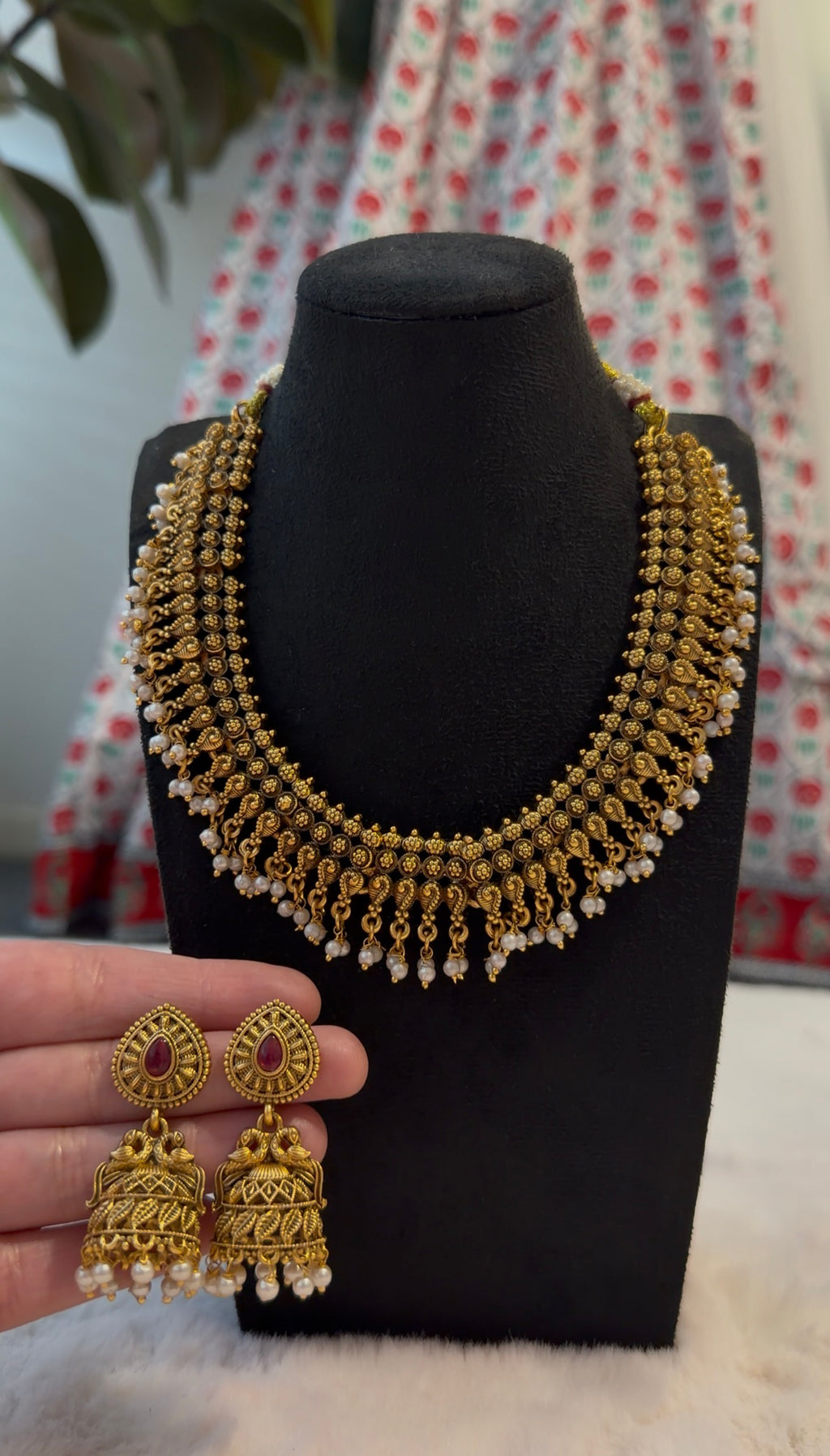 Brass temple jewellery set