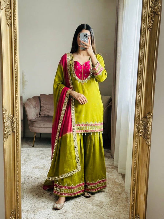 Mirror work kurtha set
