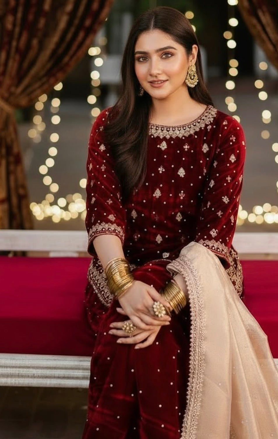 Pakistani velvet suit