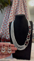 Pearl with american diamond necklace