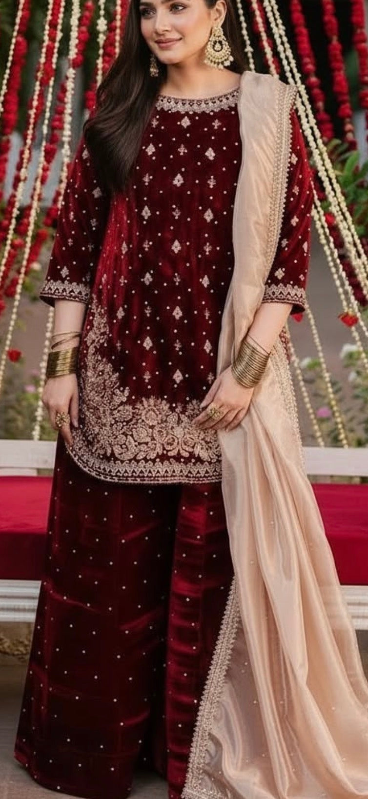 Pakistani velvet suit