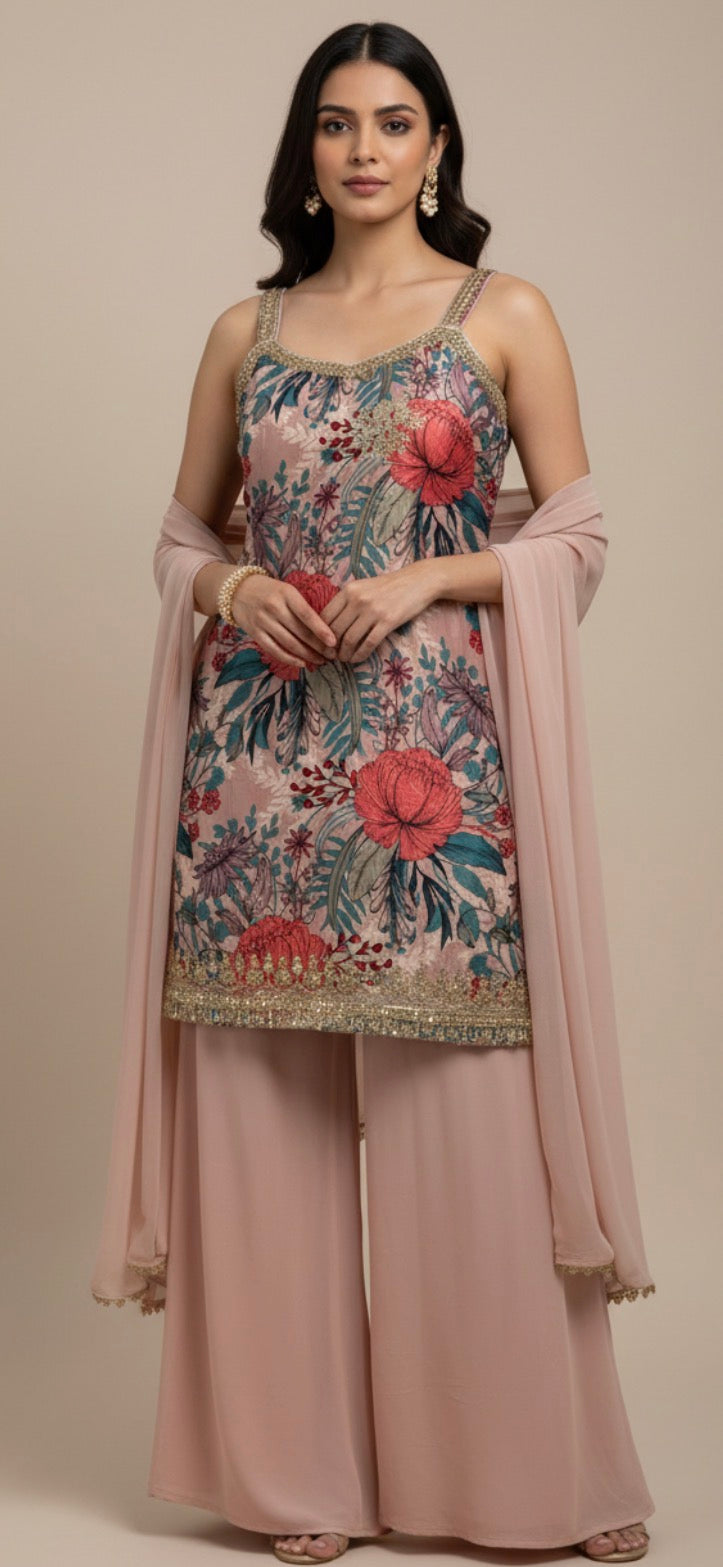 Sleeveless kurtha set