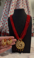 Hydro crystal pendent with pearls and earrings