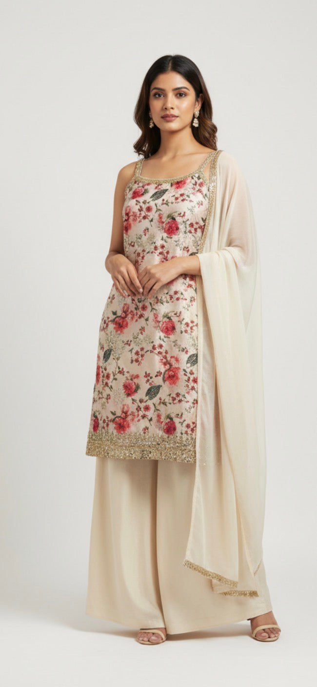 Sleeveless kurtha set