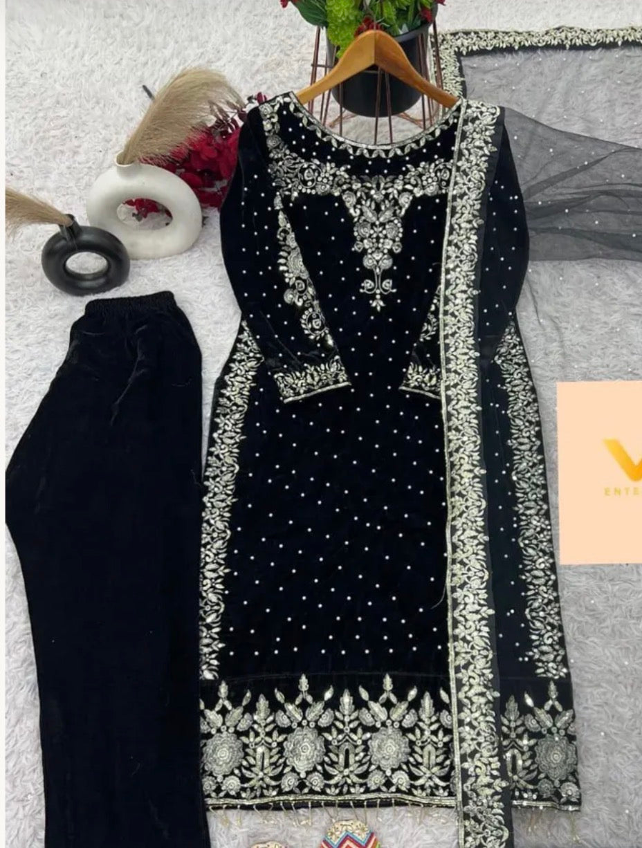 Pakistani velvet suit