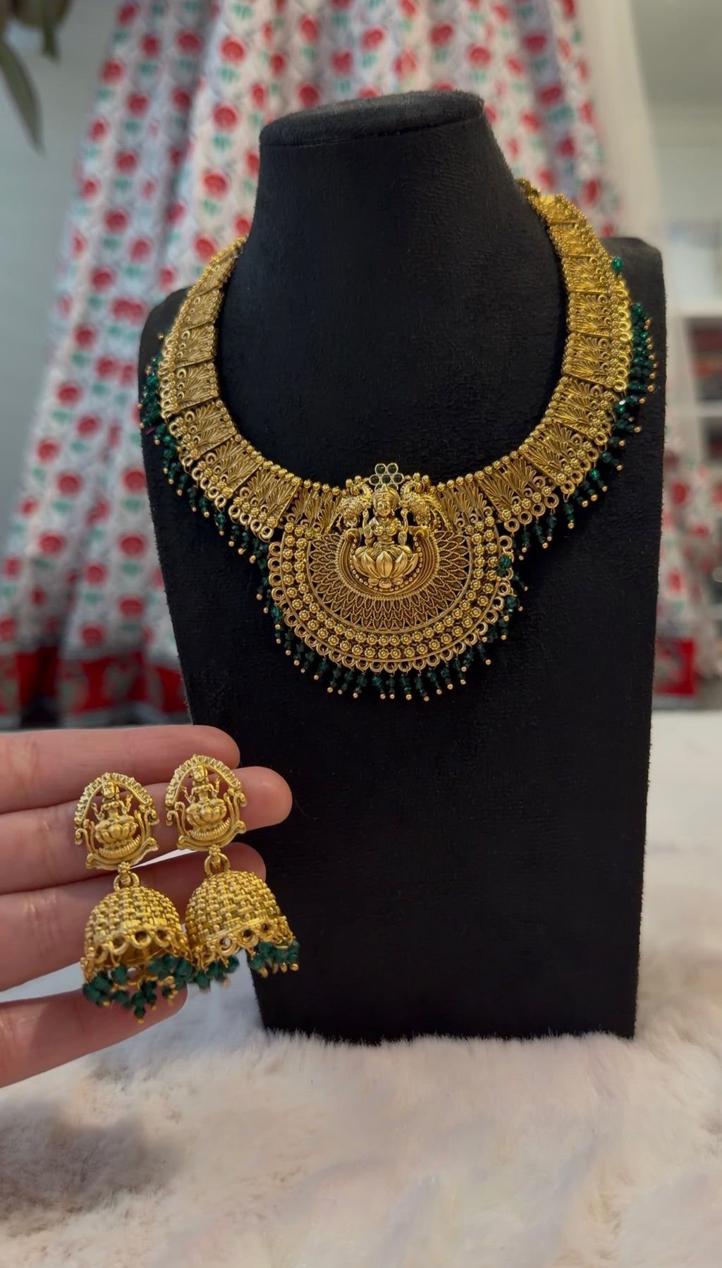 Brass temple jewellery set