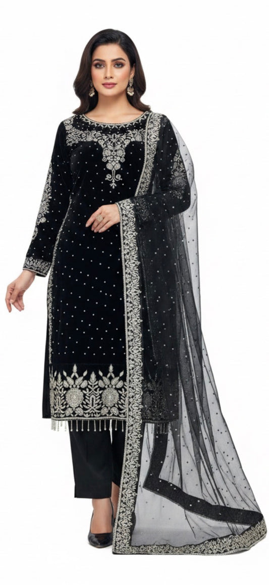 Pakistani velvet suit