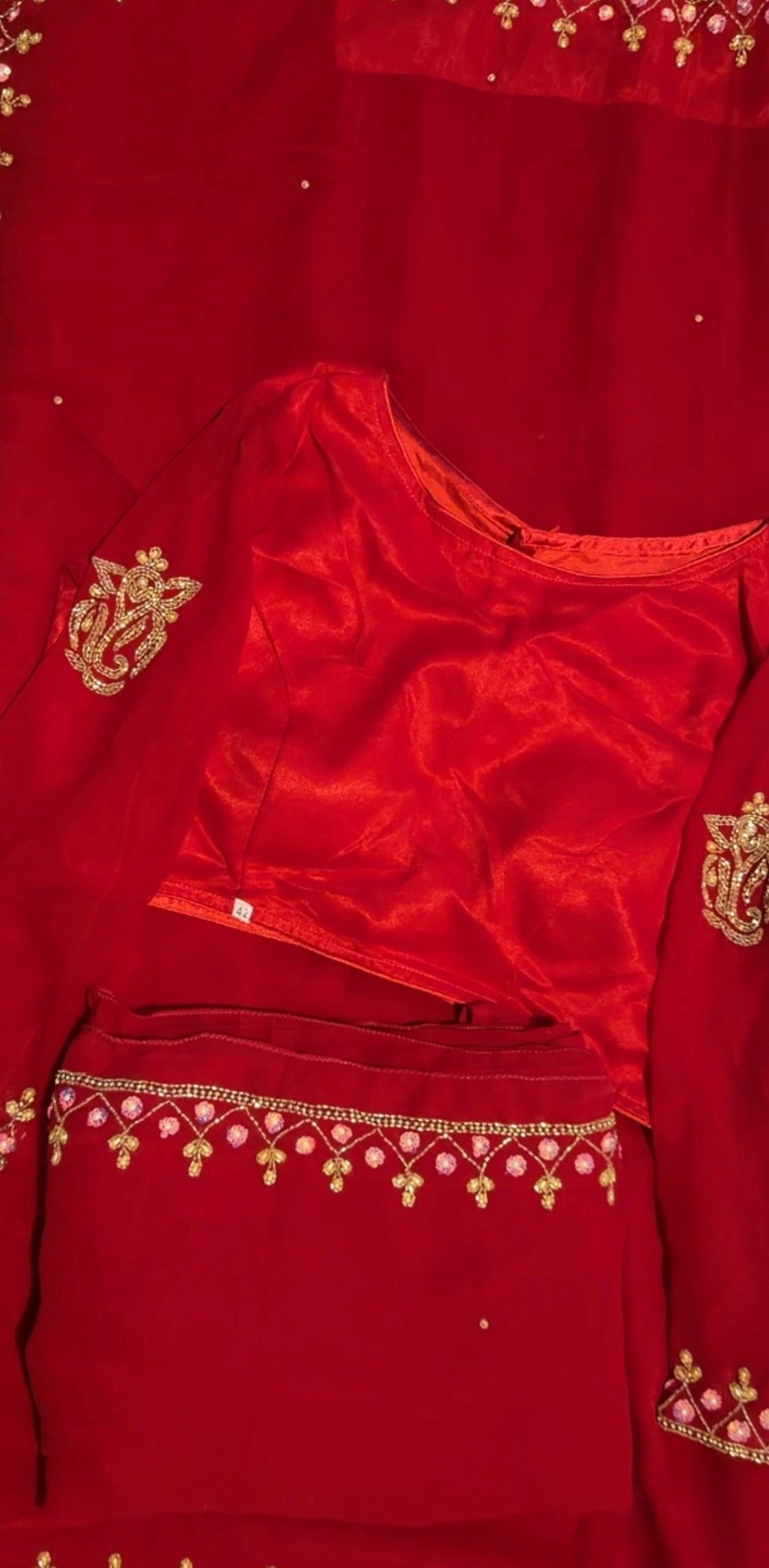 Handwork saree with Ganesh design