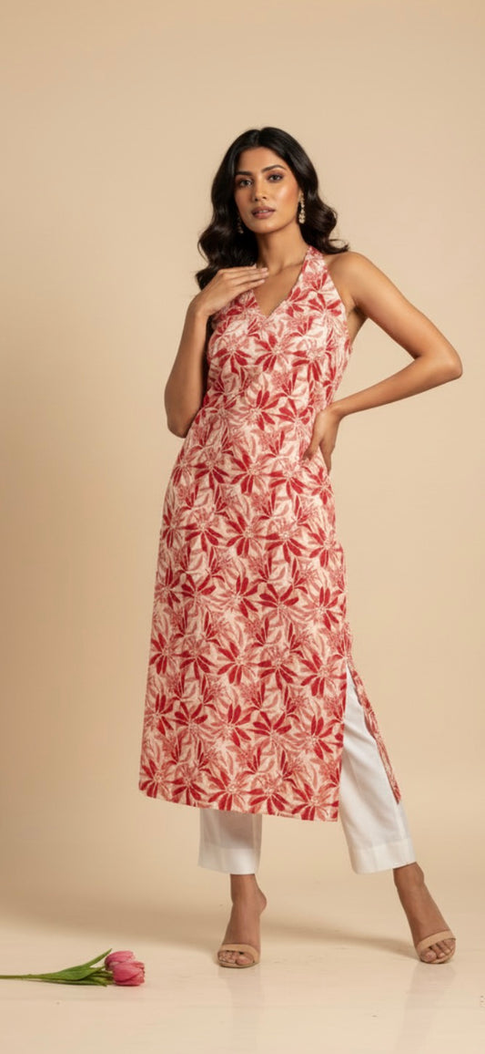 Long halter neck kurthi