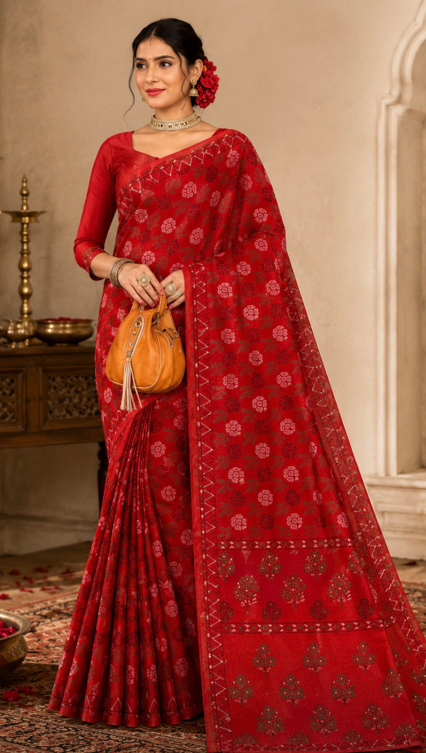 Dhaka print cotton saree