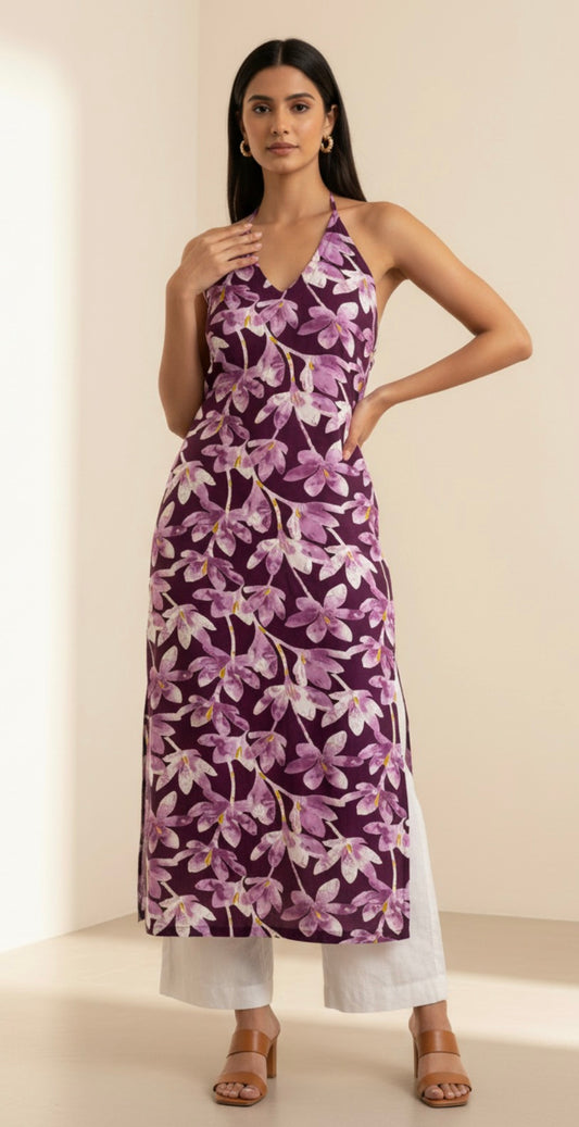 Long halter neck kurthi