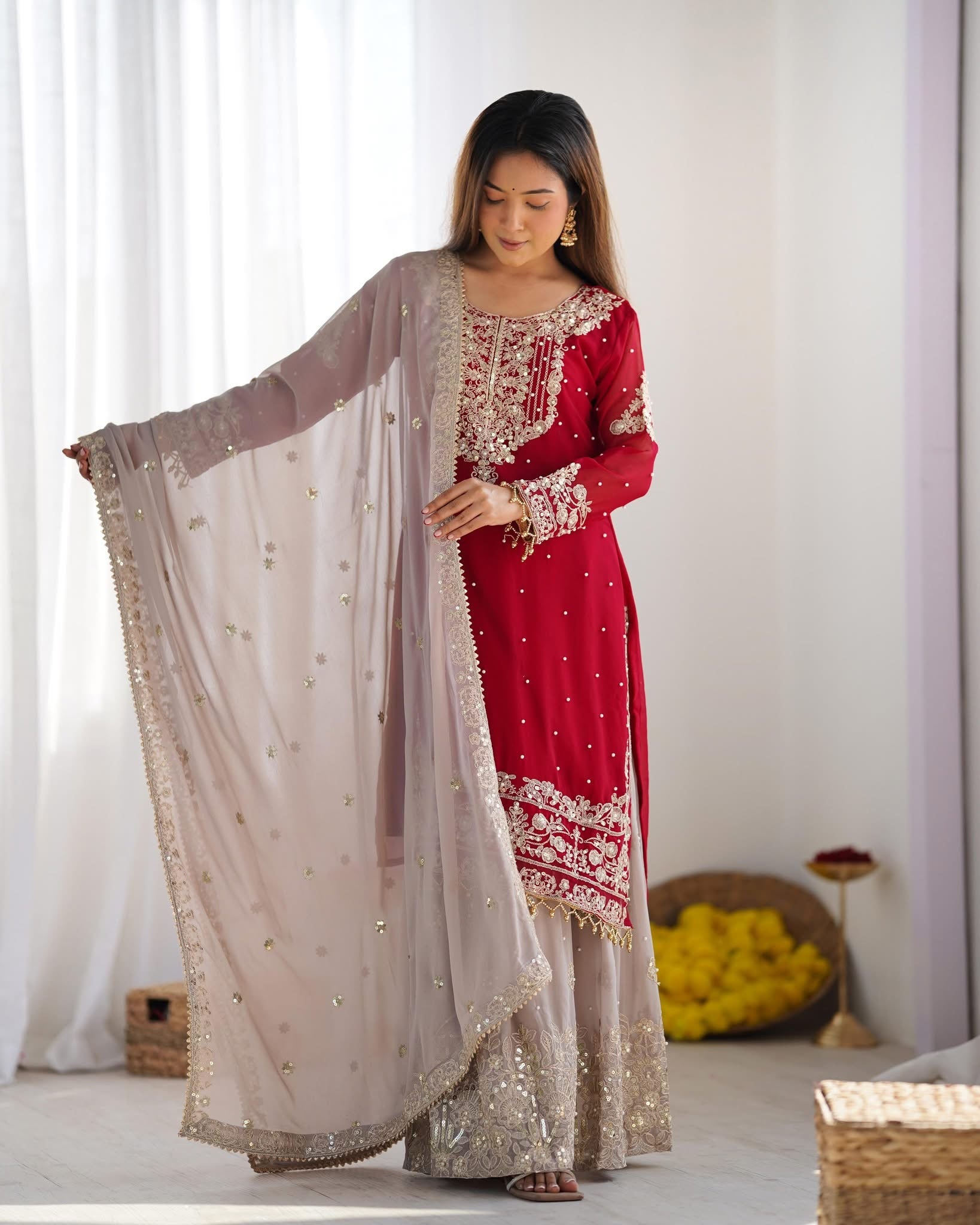 Pakistani contrast kurtha set