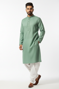 Green Kurta with White Surwal on Male Model