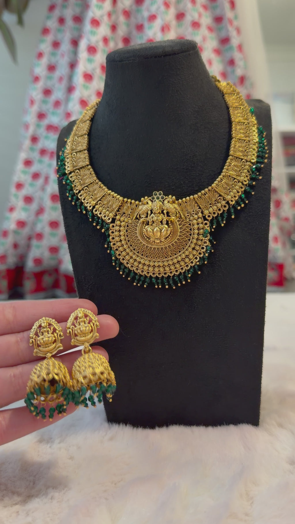 Brass temple jewellery set