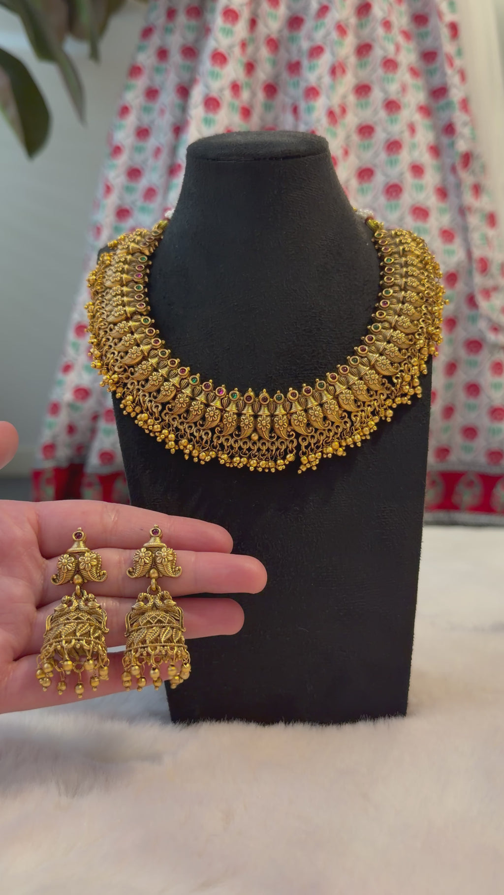 Brass temple jewellery set
