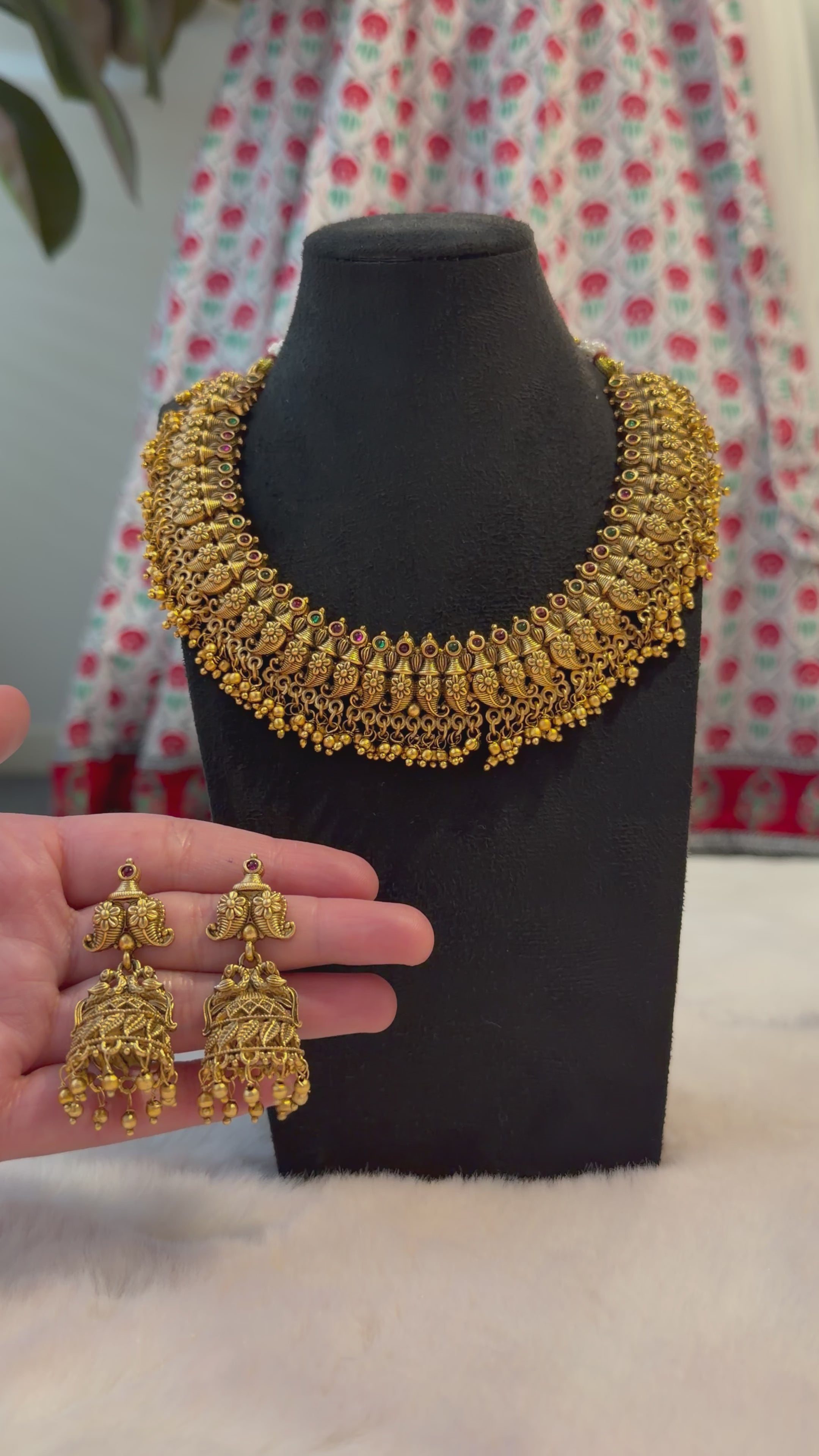 Brass temple jewellery set