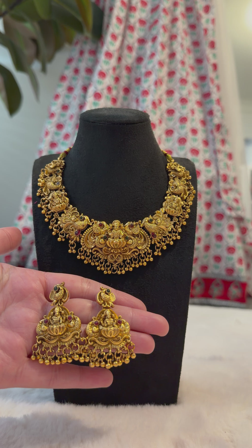 Brass temple jewellery set