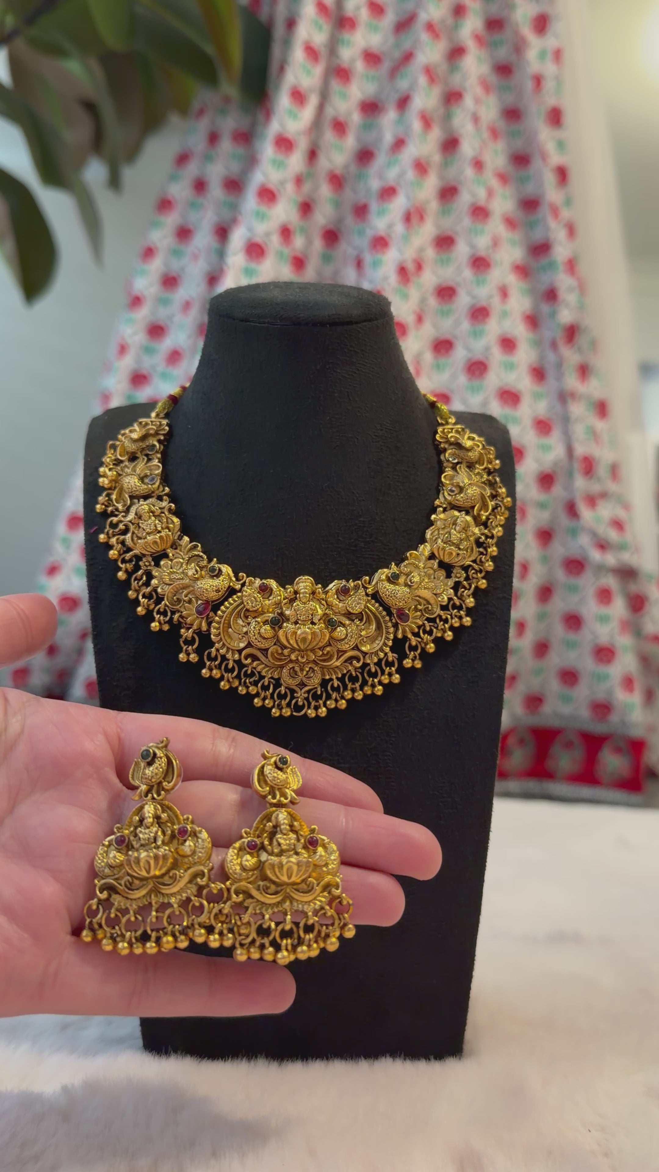 Brass temple jewellery set