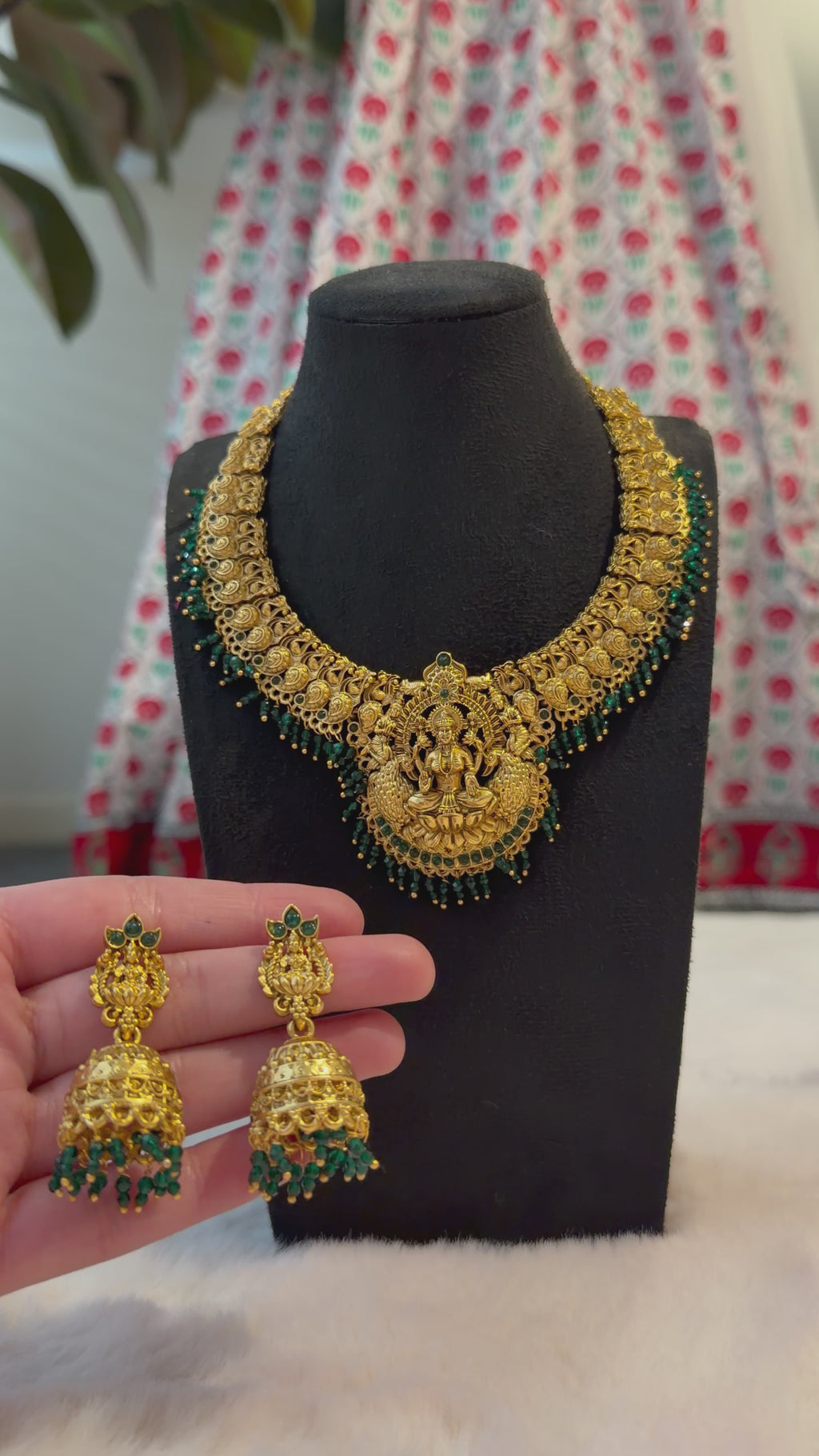 Brass temple jewellery set
