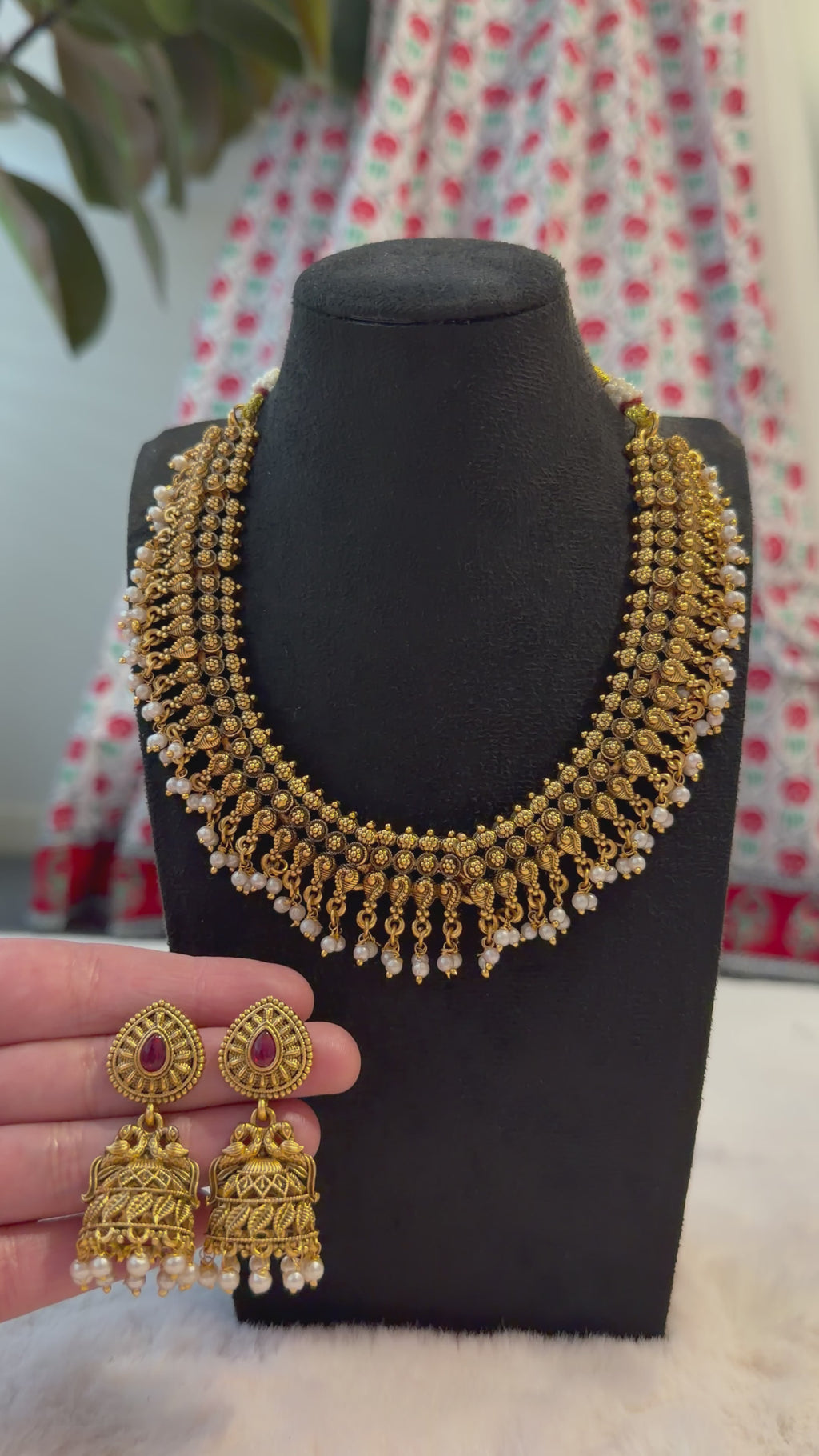 Brass temple jewellery set