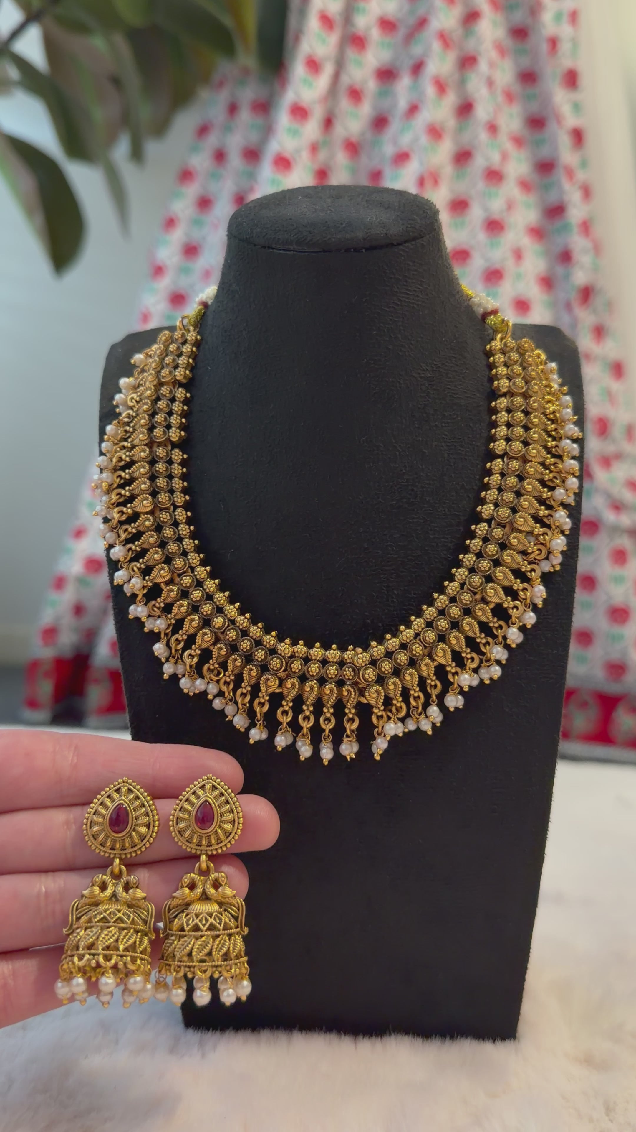 Brass temple jewellery set