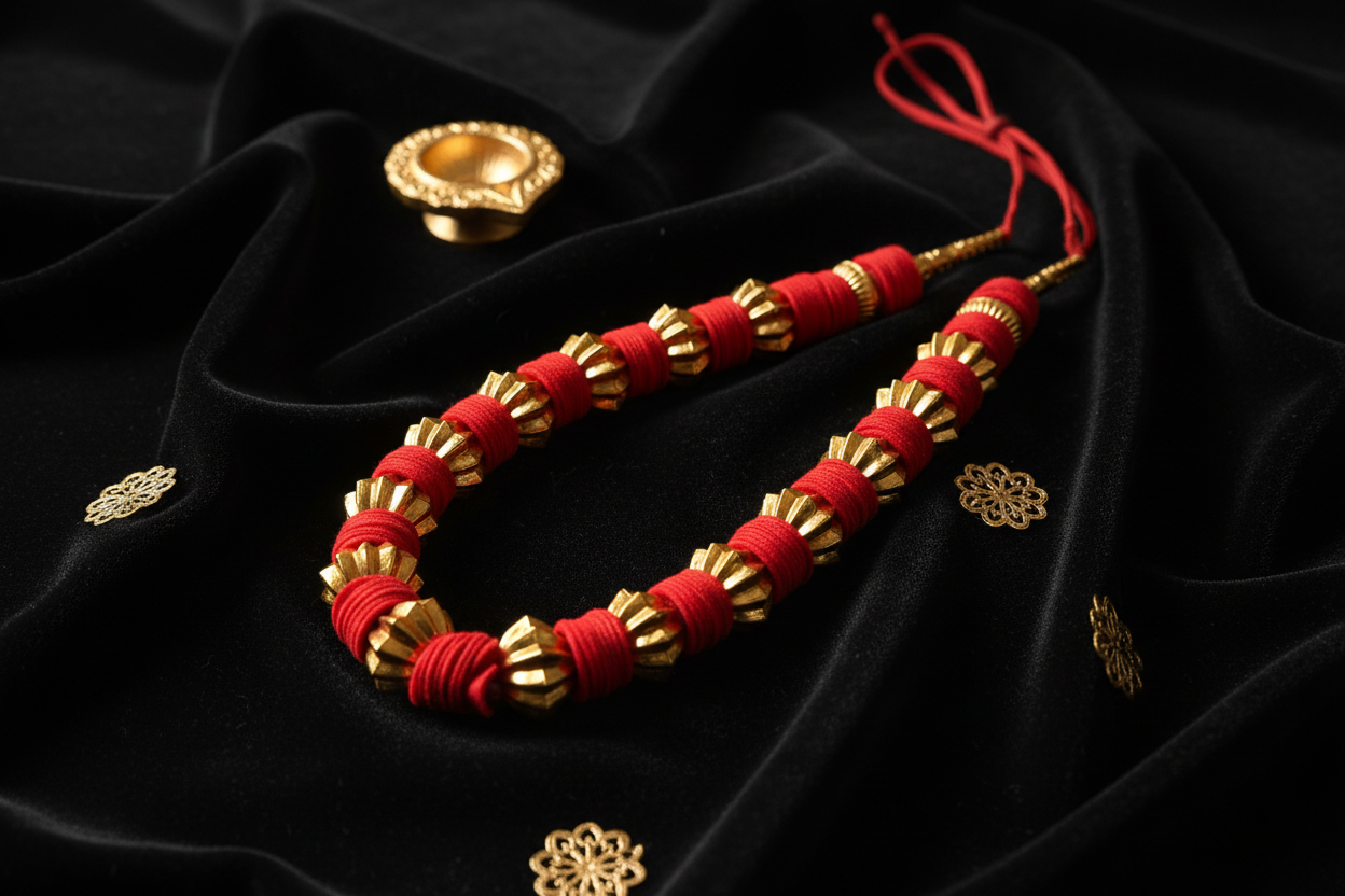 Red & Gold Mala Necklace Showcase
